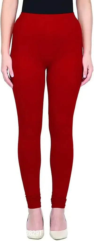 Fabulous Red Cotton Blend Solid Leggings For Women-thumb0