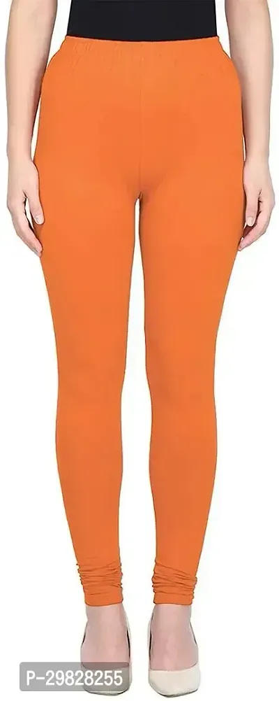 Fabulous Orange Cotton Blend Solid Leggings For Women-thumb0