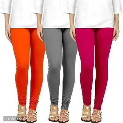 Fabulous Multicoloured Cotton Blend Solid Leggings For Women Pack Of 3