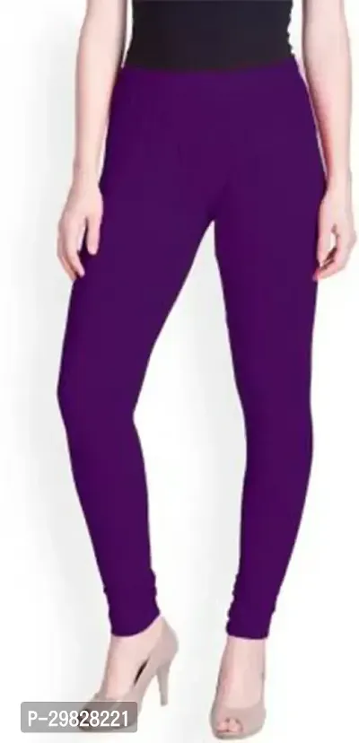 Fabulous Purple Cotton Blend Solid Leggings For Women-thumb0