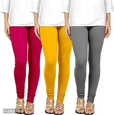 Fabulous Multicoloured Cotton Blend Solid Leggings For Women Pack Of 3-thumb0