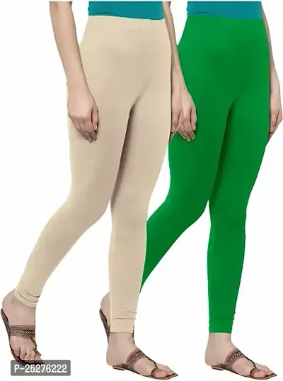 Stylish Women Cotton Blend white Leggings Pack of 2-thumb0