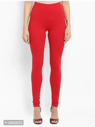 Fabulous Red Cotton Blend Solid Leggings For Women-thumb0