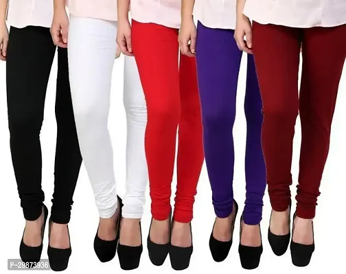 Fabulous Multicoloured Cotton Blend Solid Leggings For Women Pack Of 5-thumb0