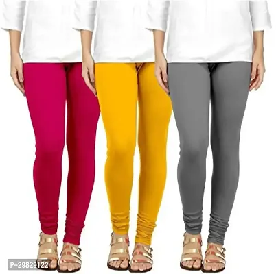 Fabulous Multicoloured Cotton Blend Solid Leggings For Women Pack Of 3-thumb0