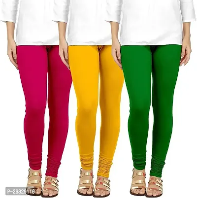 Fabulous Multicoloured Cotton Blend Solid Leggings For Women Pack Of 3-thumb0