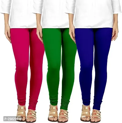 Fabulous Multicoloured Cotton Blend Solid Leggings For Women Pack Of 3