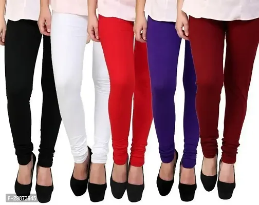 Fabulous Multicoloured Cotton Blend Solid Leggings For Women Pack Of 5