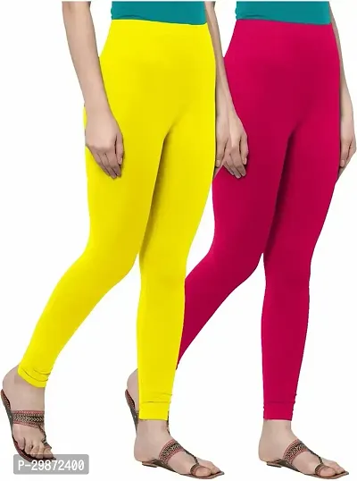 Fabulous Cotton Blend Solid Leggings For Women Pack Of 2