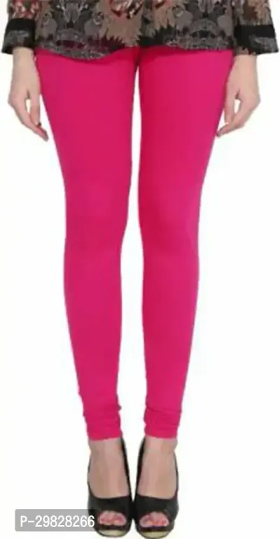 Fabulous Pink Cotton Blend Solid Leggings For Women-thumb0