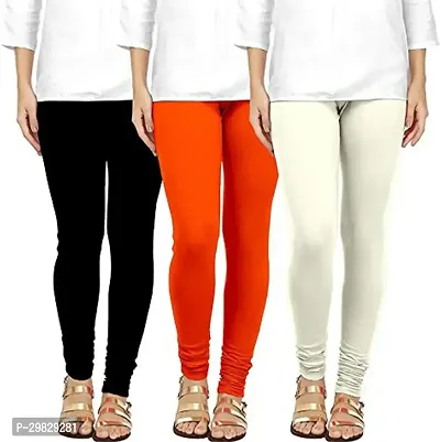 Fabulous Multicoloured Cotton Blend Solid Leggings For Women Pack Of 3-thumb0