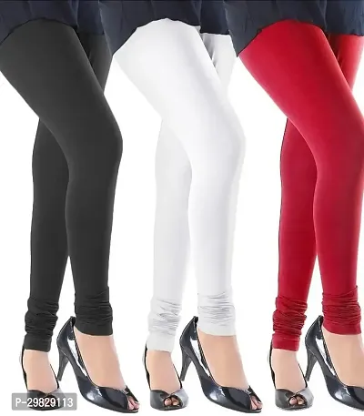 Fabulous Multicoloured Cotton Blend Solid Leggings For Women Pack Of 3-thumb0