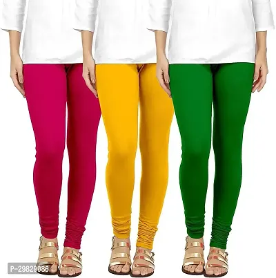 Fabulous Multicoloured Cotton Blend Solid Leggings For Women Pack Of 3