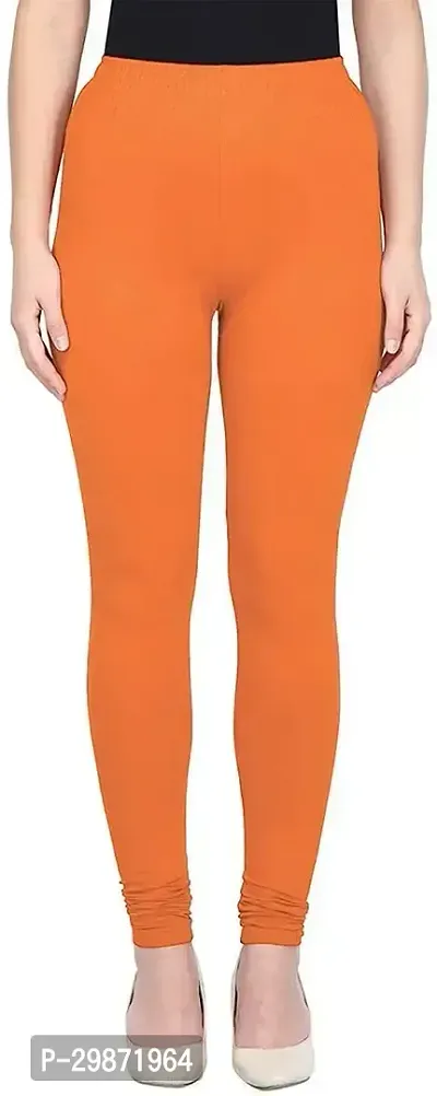 Fabulous Orange Cotton Solid Leggings For Women-thumb0