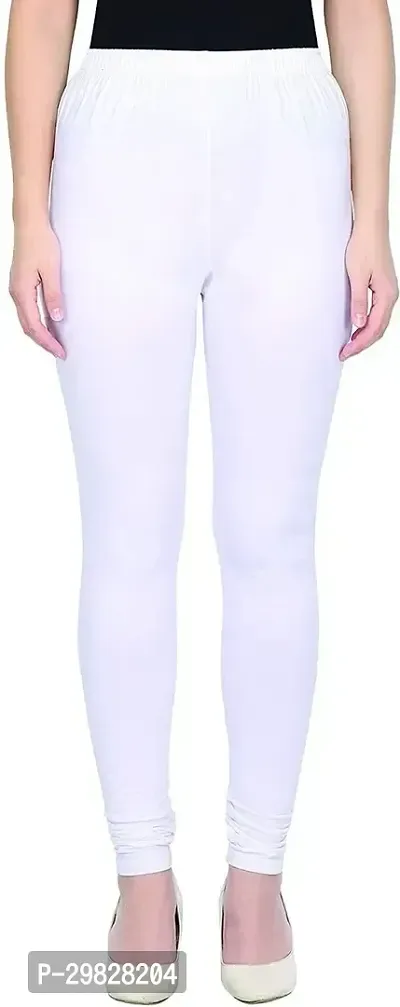 Fabulous White Cotton Blend Solid Leggings For Women-thumb0