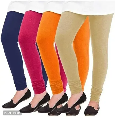 Fabulous Multicoloured Cotton Blend Solid Leggings For Women Pack Of 4