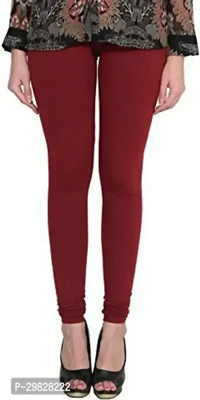 Fabulous Maroon Cotton Blend Solid Leggings For Women-thumb0