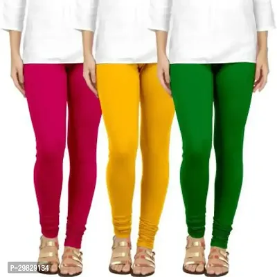 Fabulous Multicoloured Cotton Blend Solid Leggings For Women Pack Of 3