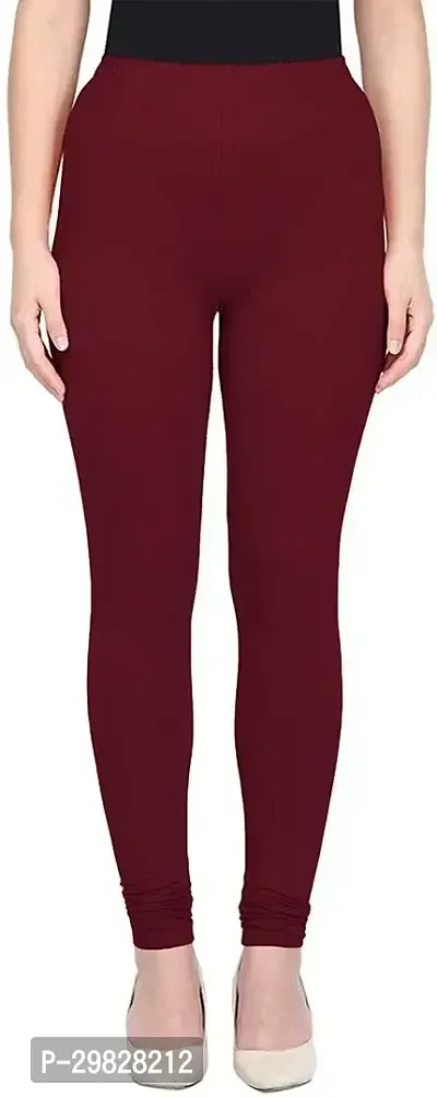 Fabulous Maroon Cotton Blend Solid Leggings For Women