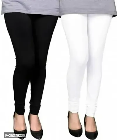 Stylish Women Cotton Blend white Leggings Pack of 2