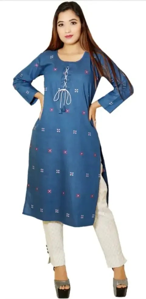 Stylish Fancy Designer Khadi Cotton Kurta With Bottom Wear Set