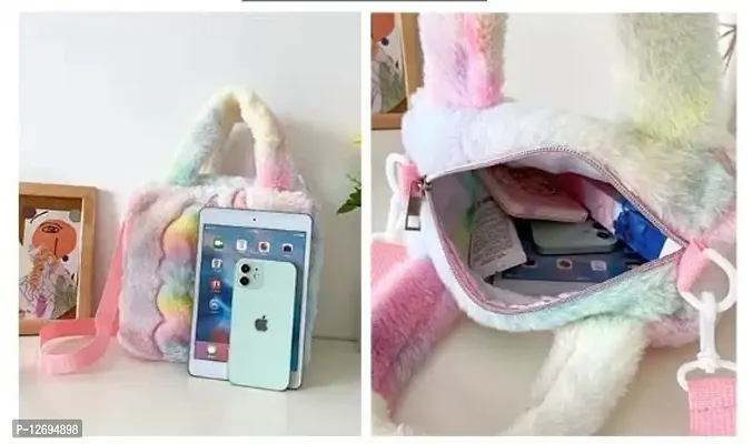 Unicorn fur sling bag cross body bag purse for girls-thumb5