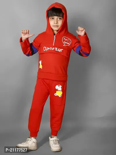 Fabulous Red Fleece Printed Sweaters with Trousers For Boys-thumb5