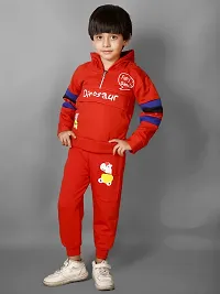 Fabulous Red Fleece Printed Sweaters with Trousers For Boys-thumb3