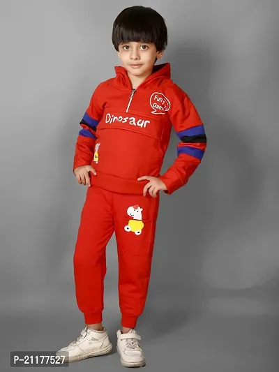 Fabulous Red Fleece Printed Sweaters with Trousers For Boys-thumb4