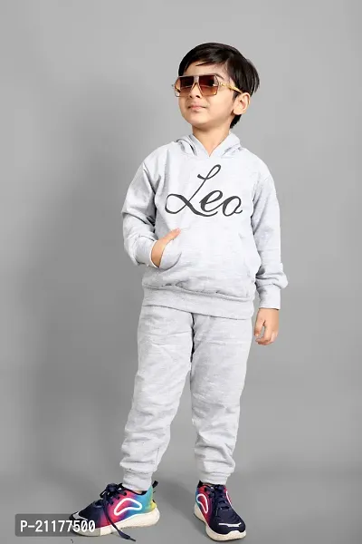 Fabulous Grey Fleece Printed Sweaters with Trousers For Boys-thumb3