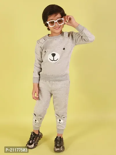 Fabulous Grey Fleece Printed Sweaters with Trousers For Boys-thumb0