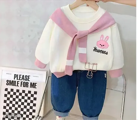 Fabulous Pink Fleece Printed Sweaters with Trousers For Boys