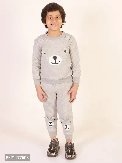 Fabulous Grey Fleece Printed Sweaters with Trousers For Boys-thumb2