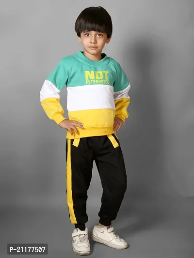 Fabulous Green Fleece Printed Sweaters with Trousers For Boys-thumb4