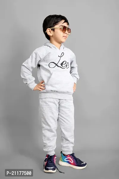 Fabulous Grey Fleece Printed Sweaters with Trousers For Boys-thumb4