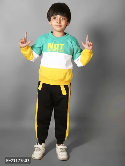 Fabulous Green Fleece Printed Sweaters with Trousers For Boys-thumb0
