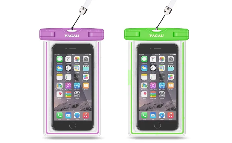 Purple and Green colour Waterproof Phone PouchPack of 2