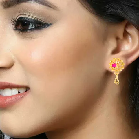 One Gram Gold jimikki/ jhumki daily use Earring Ruby Alloy Jhumki Earring, Stud Earring, Drops  Danglers
