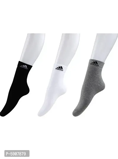 Adidas Men's Cotton Polyster Nylon Elastane Combo Of 3 Ankle Socks Pair (Black/White/Grey_Medium)-thumb0