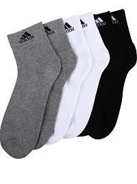 Adidas Men's Cotton Polyster Nylon Elastane Combo Of 3 Ankle Socks Pair (Black/White/Grey_Medium)-thumb1