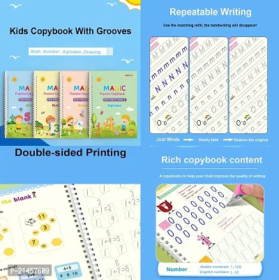 Magic Practice Groove Copybook (4 Books,10 Refill), Number Tracing Book + Writing pad Drawing Tablet Tab with Pen Electronic LCD Kids Slate 8.5 inches Screen - Random Color | Combo of 2-thumb5