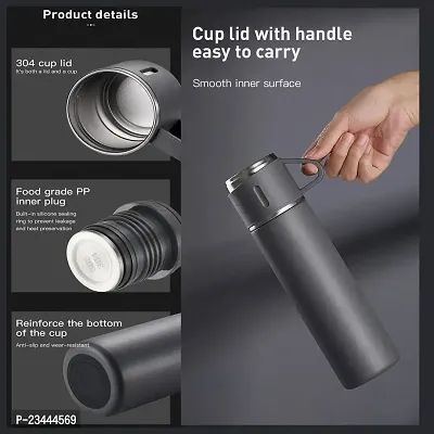 AZANIA Hot or Cold Insulated Flask, 500 ml, Mahroon | Leak Proof |Food Grade Plastic | Rust Proof | Tea Mug | Soup Flask | Juice Mug | Water Flask | Easy Grip | Easy to Carry-thumb2