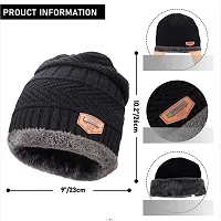 Woolen Winter Cap for Women with Neck Muffler Warn Soft for Snow | Knit Beanie Cap Hat Neck Warmer Scarf Set for Women (2 Piece Set)-thumb3
