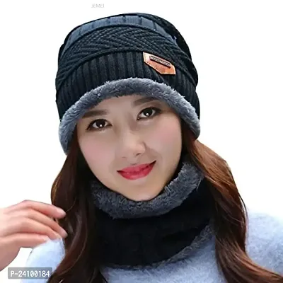 Winter Knit Neck Scarf and Warm Beanie Cap Hat Combo-thumb0