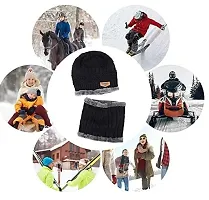 Winter Knit Beanie Cap Hat Neck Warmer Scarf and Woolen Gloves Set for Men  Women - Multicolor-thumb3