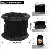 Winter Knit Beanie Cap Hat Neck Warmer Scarf and Woolen Gloves Set for Men  Women - Multicolor-thumb4