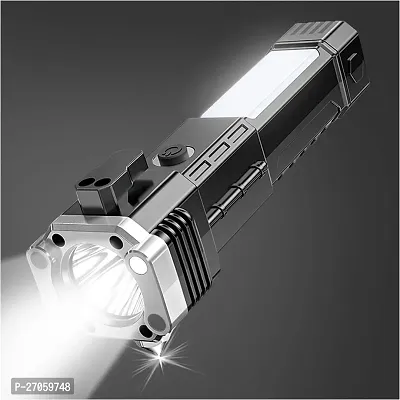 Torch Lights Rechargeable | Torch Light | 7 Mode LED Torch | Rechargeable Torch Light | Car Rescue Rechargeable Light with a Hammer |Seat Belt Cutter Built (COB) | 17 * 5 cm-thumb0