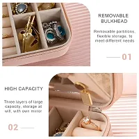 Mini Jewelry Travel Case,Small Travel Jewelry Organizer, Portable Jewelry Box Travel Mini Storage Organizer Portable Display Storage Box For Rings Earrings Necklaces Gifts (Pink)-thumb3