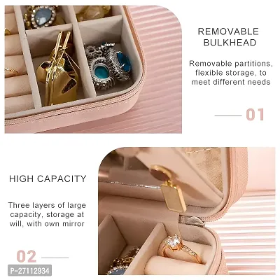 Mini Jewelry Travel Case,Small Travel Jewelry Organizer, Portable Jewelry Box Travel Mini Storage Organizer Portable Display Storage Box For Rings Earrings Necklaces Gifts (Pink)-thumb4