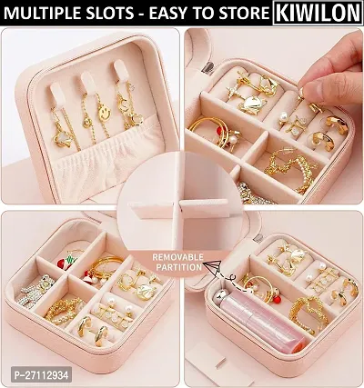 Mini Jewelry Travel Case,Small Travel Jewelry Organizer, Portable Jewelry Box Travel Mini Storage Organizer Portable Display Storage Box For Rings Earrings Necklaces Gifts (Pink)-thumb5